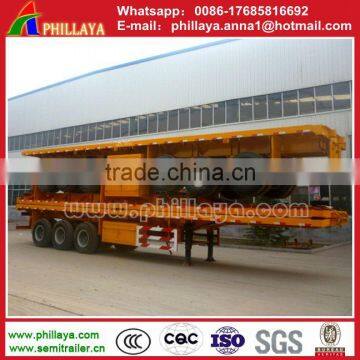 Drop Deck 3 Axle Flat Base Container Semi Trailer, 40ft Flatbed Trailer photo-4