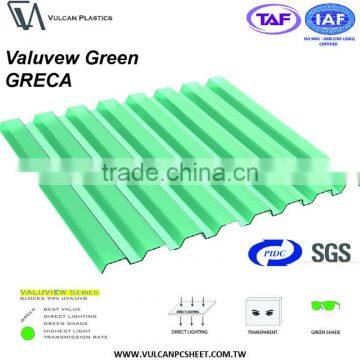 Transparent Plastic Polycarbonate Corrugated Green Sheet (Valuview Green GRECA) photo-2