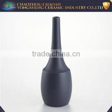 Home Decor Gray Longneck Bottle Style Handmade Ceramic Vase 10"