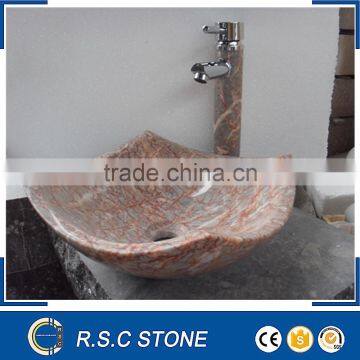 Round red color marble bathroom sink and basin