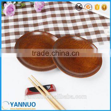 Wholesale Japanese Style Dessert Saucer Wood Food Plate, Round Wooden Small Dish for Afternoon Tea photo-2