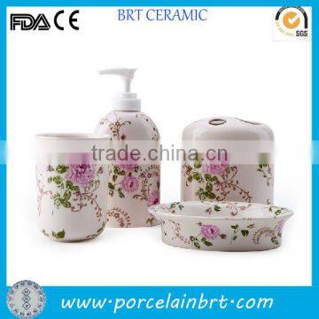 4pcs European flower style ceramic Bathroom Set