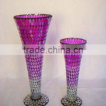 high quality tall glass vase with long stem and narrow mouth