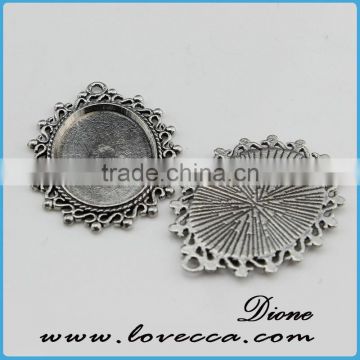 16mm zinc alloy pendant metal setting	,alloy pendant base for cabochons,fashion necklace pendant tray