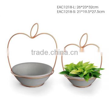 apple shape metal hanging flower pot stand concrete flower pot fruit pot