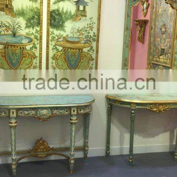 Blue Handpainted Antique Style Decorative Console Table,Bird and Flowers photo-3