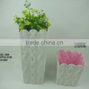 White porcelain plant pot for decor