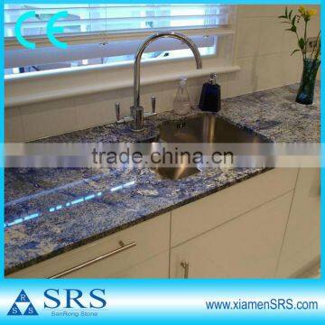 Natural blue granite countertop and washbasin