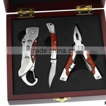 44061 High Quality Lockback Knife Set Multi Plier With Wooden Box photo-2