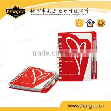 Cardboard color cover with Sticky wirebound memo notebook with pen for office /school