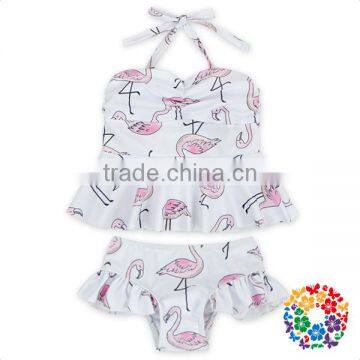 OEM Fashion Flamingo Pattern Baby Swimming Suit Top Quality Cute Infant Beachwear Kids Halter Swimwear Outfit YZA-032