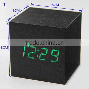 Multicolor Cube Led Digital Alarm Wooden Clock photo-2
