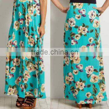 Digital Printed Polyester Chiffon Fabric Long Skirts,100% Polyester Floral Chiffon Maternity Maxi Skirt