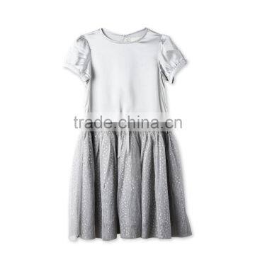 Peony Kids Party Frocks Designs Dress Gril Dresses With Silver Printed Polka Dots HSD5475 photo-5