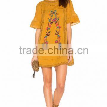 hot sale embroidery tunics latest design women summer mini dress