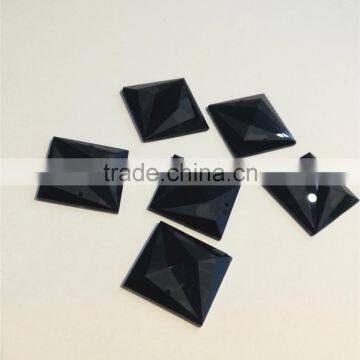 jet color square flat back glass stone with holes for clothing accessories