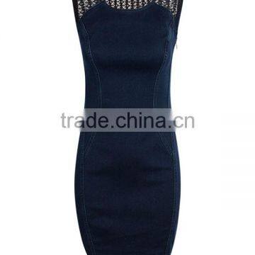 Express Clothing Manufacturing Ladies' Slim Fit Sleeveless Hollow Denim Adult Fairy Dresses photo-2