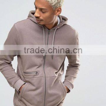 Custom Long Sleeve With Hood Side Zip-Pocket Light Brown Men's 60% Cotton 40% Polyester Casual Plain design Zipper Hoodies