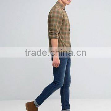 Plus Size Long Sleeve Button Down Collar Mens Pre-Shrunk 100% Cotton Comfortable Casual Khaki Check Printing Shirts photo-4