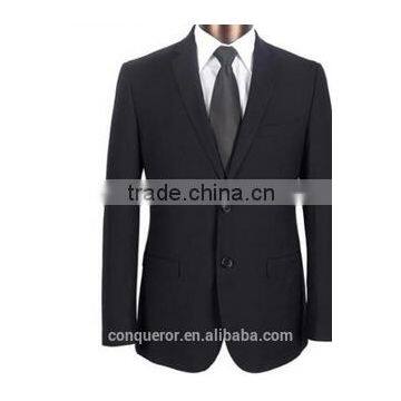 black wool 'M Line' 2-Button Suit With Flat Front Pants (SHT1047)