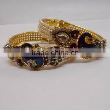 Best Selling Peacock Designer CNC Real Gold Machine Work Kada Bangle photo-2