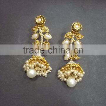 Indian Ethnic Pearl Jhumka Earrings photo-3