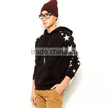 Bulk Stylish Hoody Sweatshirt Star Print Sleeve Cheap Black Hoodies photo-3