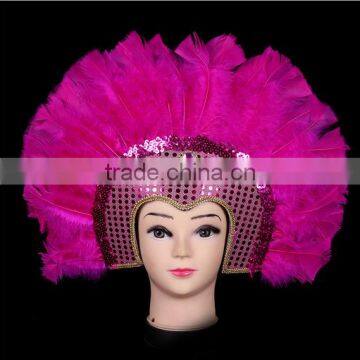 Indian style shinning pink long feather hair jewelry new fashion feather hair accessories women party hair decorations