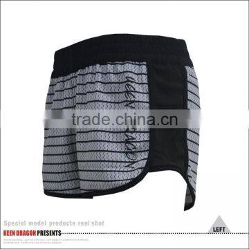 Dark Grey Strip Female Running Shorts Zip Style Mma Shorts photo-4