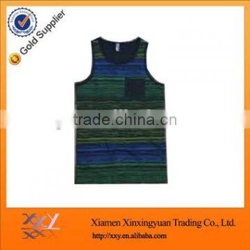 Custom Contrast Color Stripe Tank Tops Left Pockets Custom
