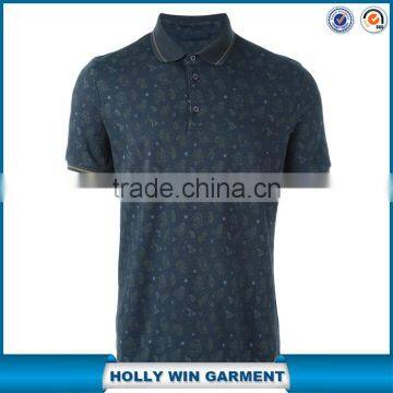 Blue cotton paisley print 100% polo t-shirt for men wholesale China