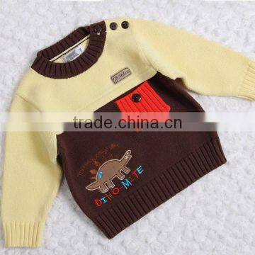 Dinosaur design baby pullover modern patchwork knitting sweater