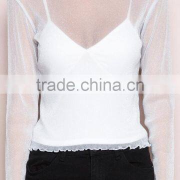 Runwaylover 111 2017 Ladies Sexy Long Sleeve Transparent Blouse photo-2