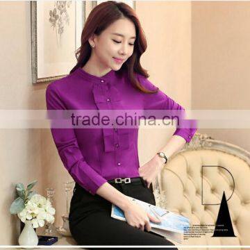 Custom Nice Quality Chantilly Formal Slim Fit Office Blouse for Lady Wholesale photo-5