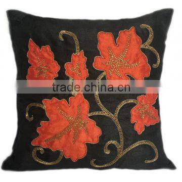 Leaf Pillows Vine Pillows Botanical Pillows Black Orange Leaf Pillows Fall Decor Pillows Autum Pillows photo-3