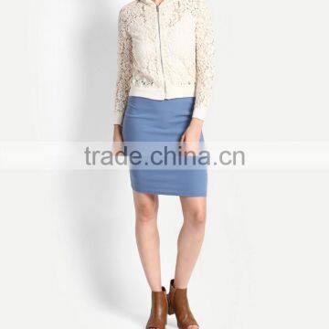 High Quality Zip up White Lace Hoodie for Women Wholesale photo-2