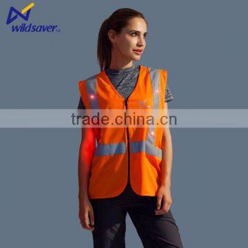 Reflective flashing led safety working vest