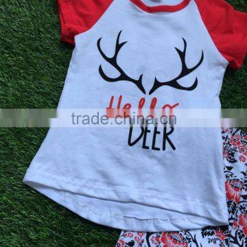 Baby Girls Boutique Clothing Girls Hello Deer Outifts Summer Clothes Short Sleeve With Matching Accessoreis photo-2