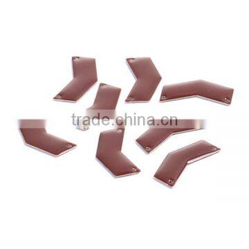 Copper Enamelled Sequins Connectors V-shaped Unplated Brown photo-3