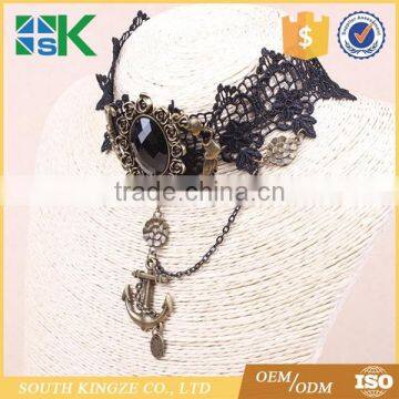 Lace Jewelry Europe and the United States Retro Black Lace Necklace Anchor Shape Women 's False Collar photo-3