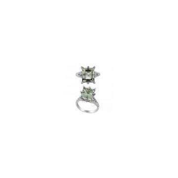 Special Design 18k Gold Jewelry Engagement And Wedding Rings With Quartz And Rhodium Plating