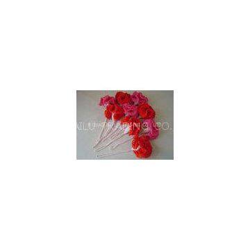 Garden Decoration Crochet Carnation Flower Red And Pink Acrylic Cockscomb Shape