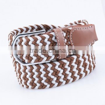 Mens Casual Waistband Belts Woven Stretch Braided Elastic Leather Buckle Belt