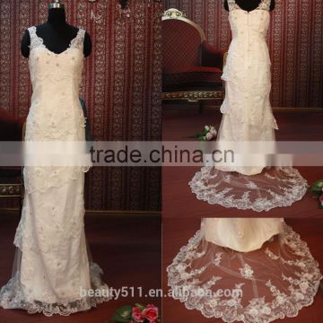 IN STOCK Shoulder-straps v-neck wedding dress sleeveless Ankle-length bridal dresses SW94