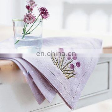 pure linen napkins with dot hemstitch and embroidery