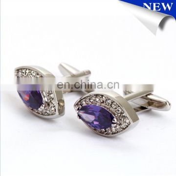 Elegant Purple Crystal Cufflinks Sliver Cufflink