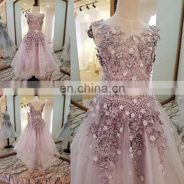 LS0033 O-neck V-back natural waist bead appliques suzhou organza the most beautiful flower girl dress