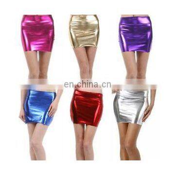 Hot Girls in Micro Mini Skirts LEOPARD ANIMAL SHINY METALLIC LIQUID LASER CUT SOLID CLUB SEXY Skirt OEM Cheap Price photo-2