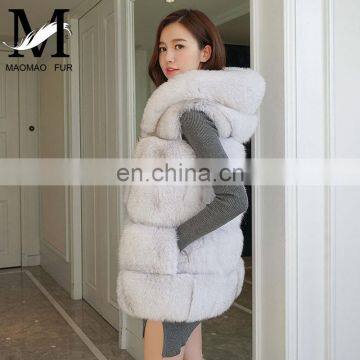 Top Quality Comfortable Wholesale Vest Real Fox Fur Hood Vest / Cheap Fur Vest photo-4