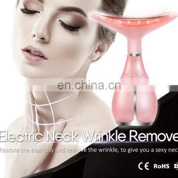 Neck Beauty Instrument Slim Electric Neck Wrinkle Remover Double Chin Removal Massager (Pink)